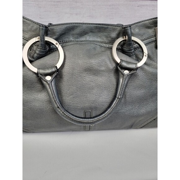 KENNETH Cole Leather Off The Cuff Satchel Bag Grey Pewter - Picture 8 of 11